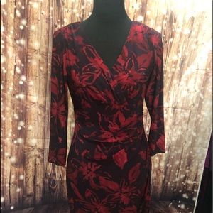 LAUREN RALPH LAUREN STRETCHY JERSEY FLORAL DRESS